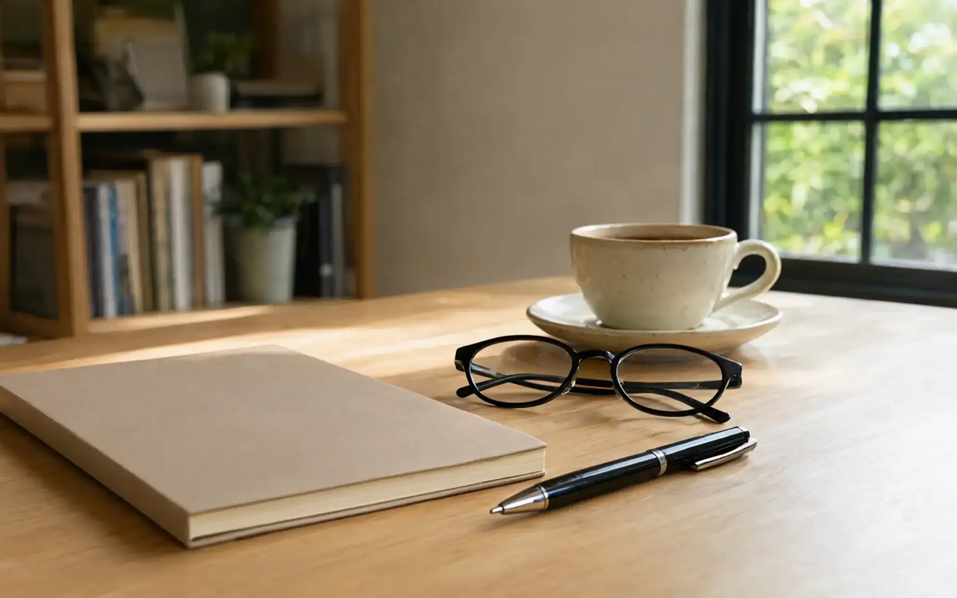 Caderno de anotações e caneta esferográfica sobre a mesa de um consultório, prontos para registrar as perguntas para fazer ao médico