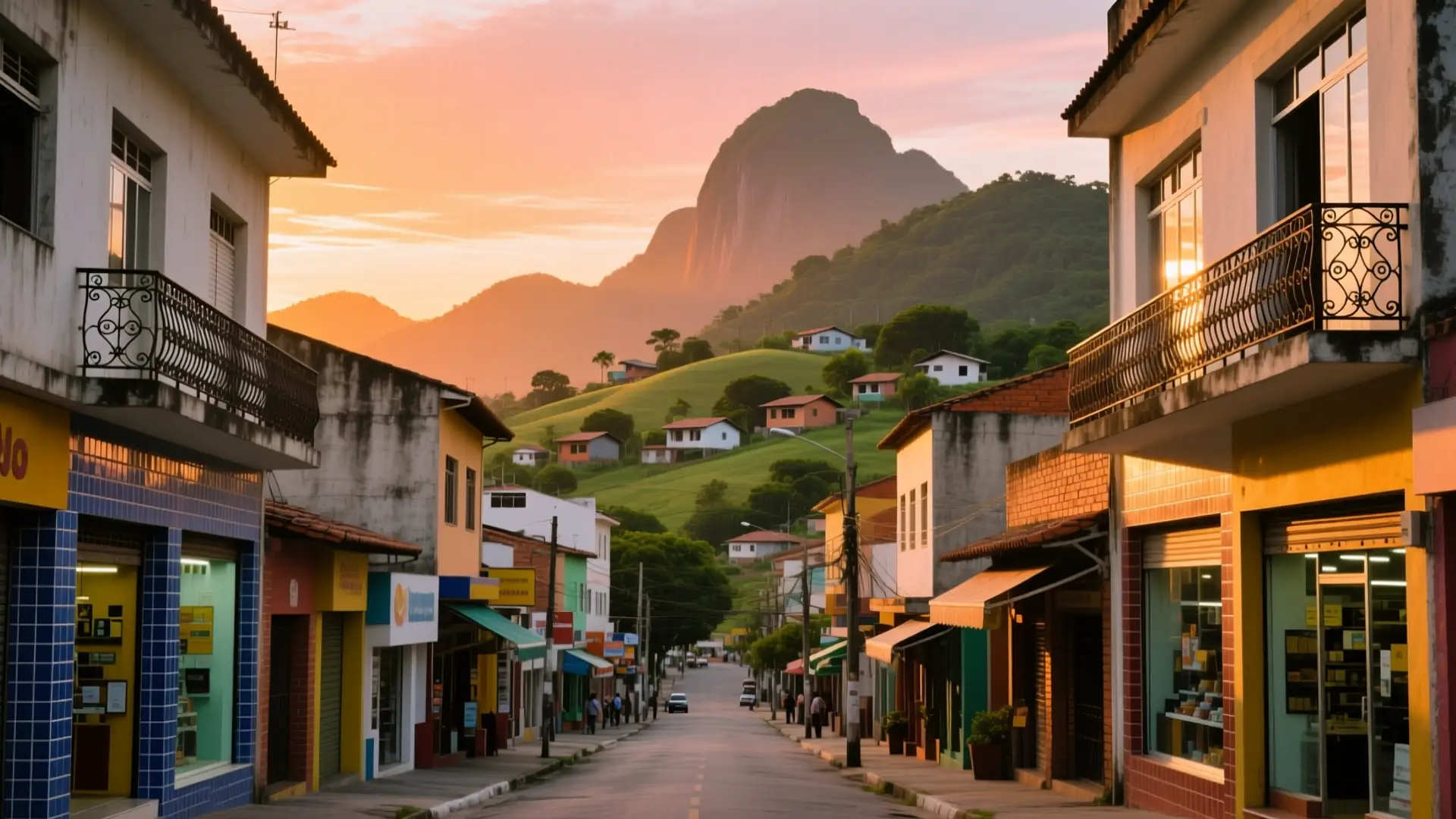Ilustração do centro de Duque de Caxias com os morros ao fundo em Duque de Caxias, RJ, na página sobre médico para emagrecer em Duque de Caxias.