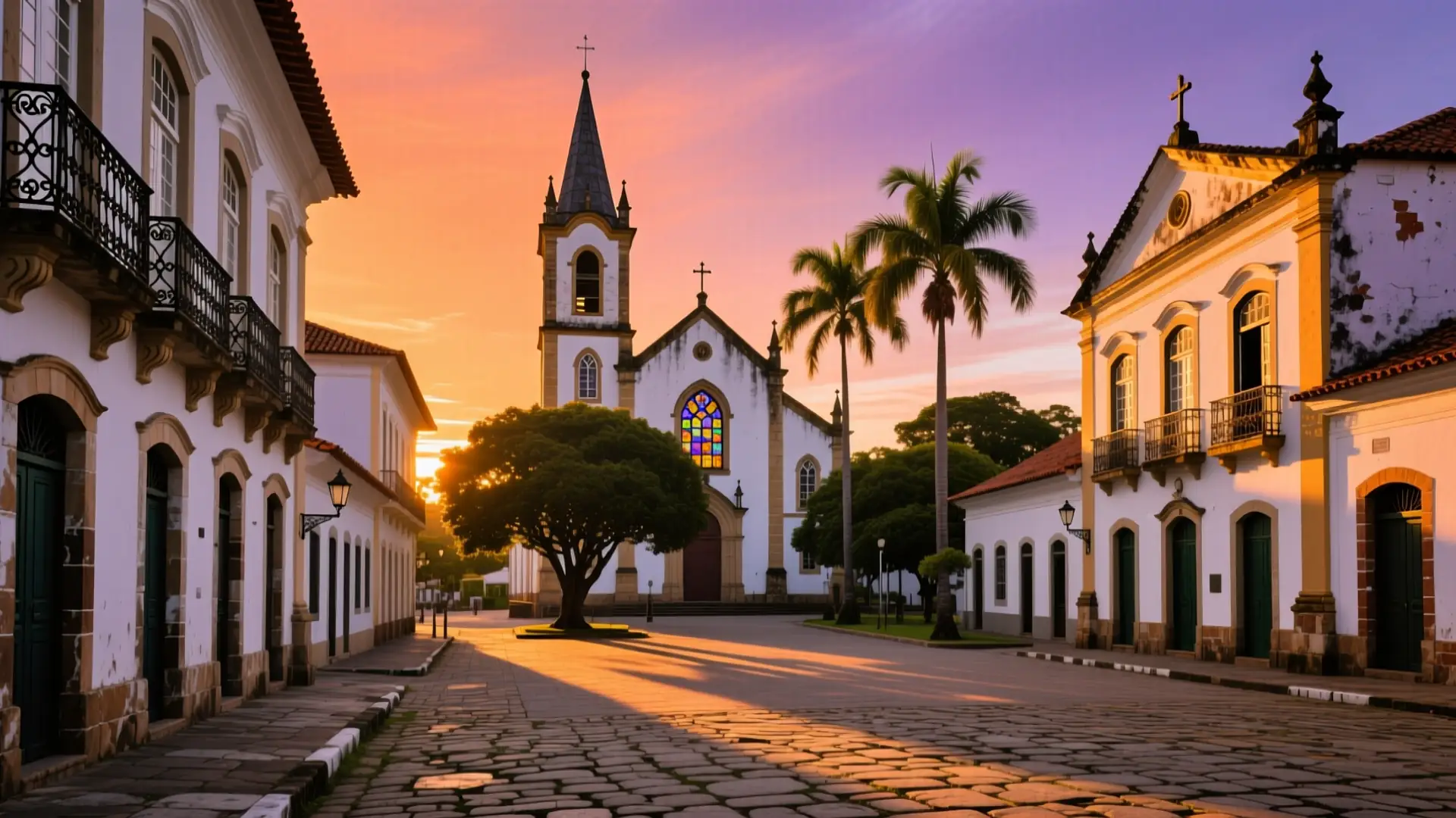 Ilustração do centro histórico com o casario colonial em Embu das Artes, SP, na página sobre médico para emagrecer em Embu das Artes.