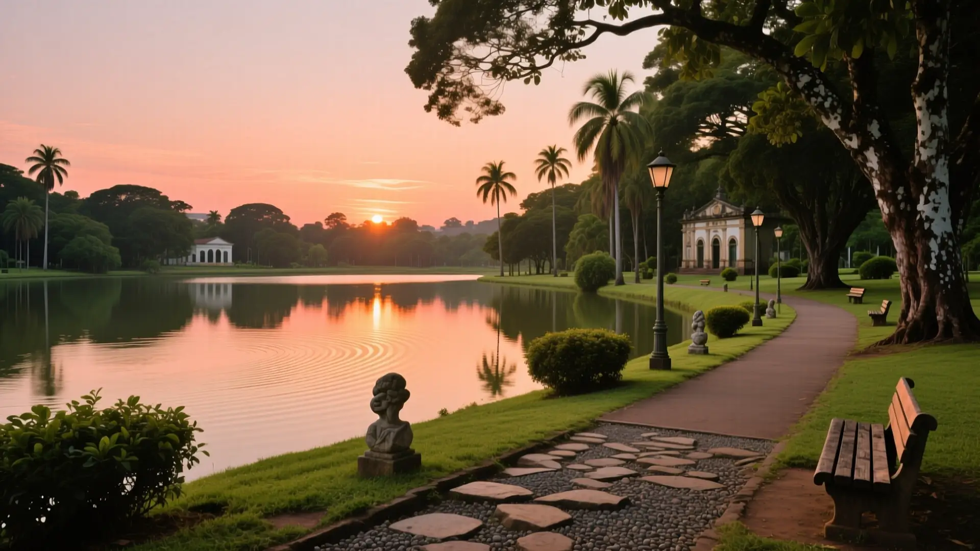 Ilustração do Parque Ecológico com o lago em Indaiatuba, SP, na página sobre médico para emagrecer em Indaiatuba.