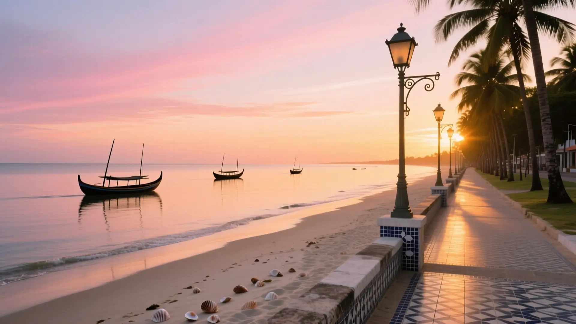 Ilustração da praia de Tambaú ao amanhecer em João Pessoa, PB, na página sobre médico para emagrecer em João Pessoa.