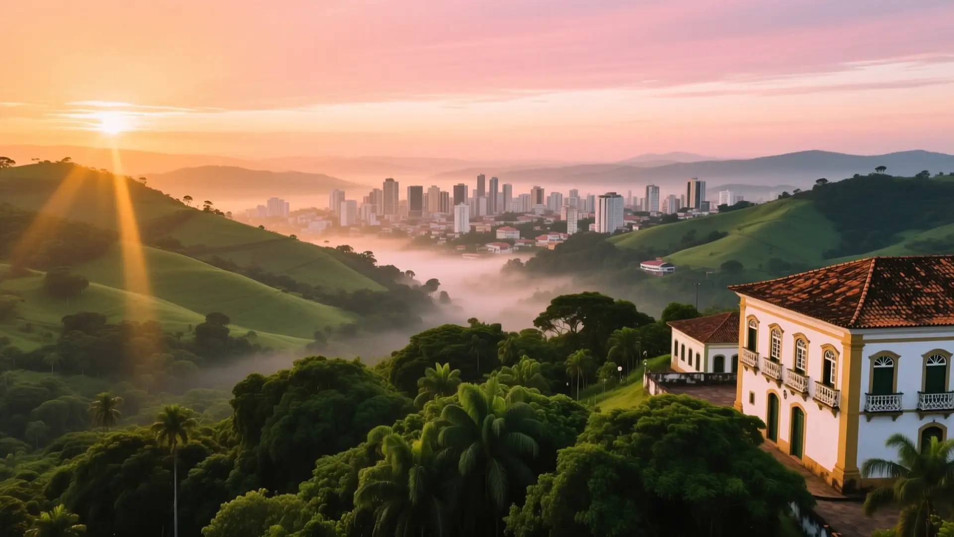Ilustração da vista do Morro do Imperador sobre a cidade em Juiz de Fora, MG, na página sobre médico para emagrecer em Juiz de Fora.