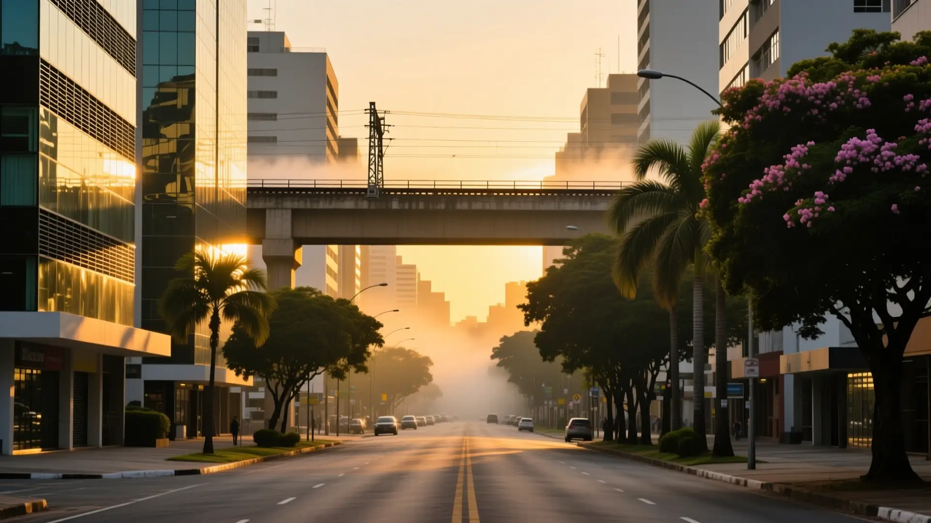 Ilustração de uma avenida do centro de Osasco com prédios comerciais em Osasco, SP, na página sobre médico para emagrecer em Osasco.