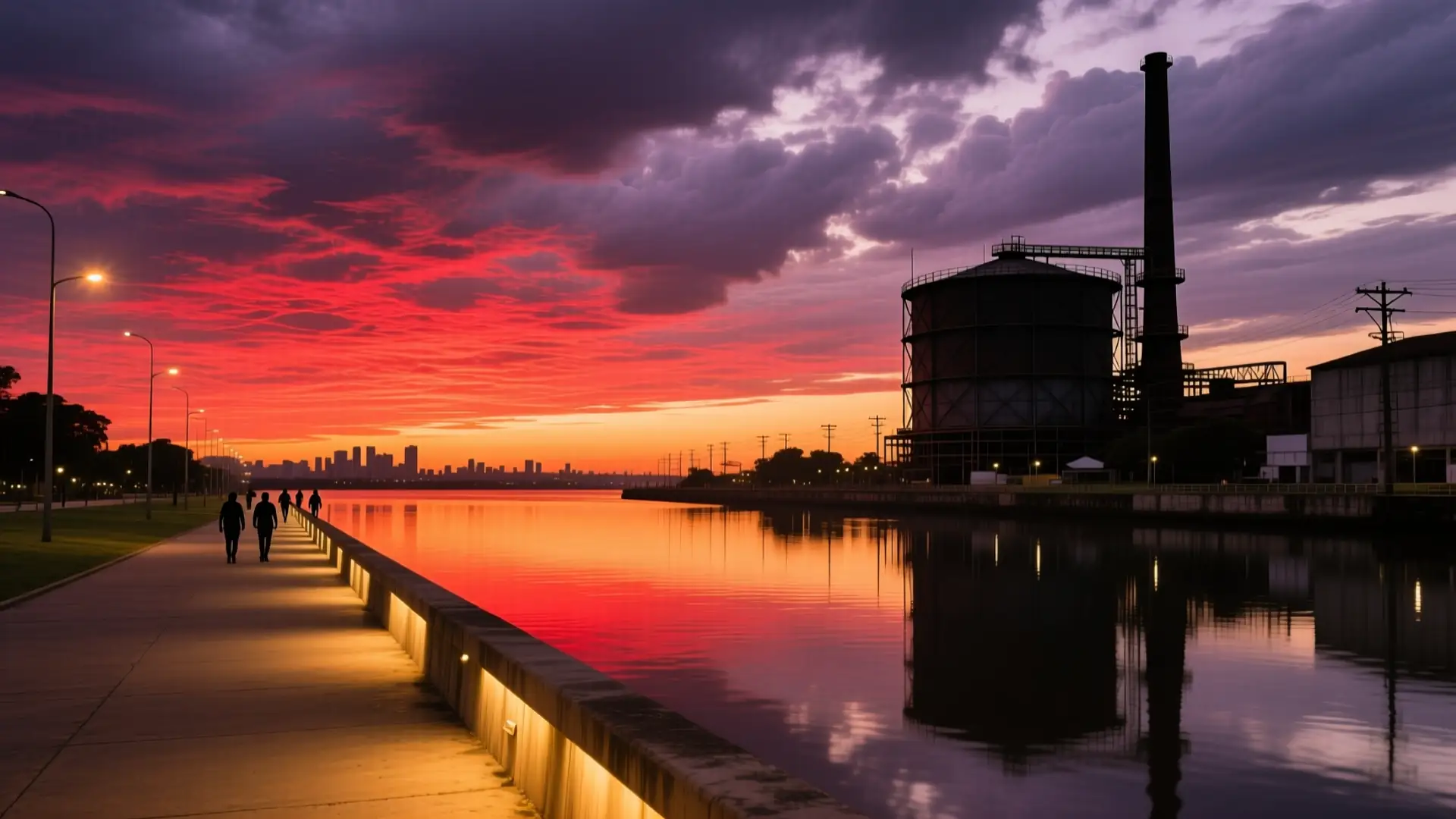 Ilustração da orla do Guaíba no pôr do sol com o Gasômetro em Porto Alegre, RS, na página sobre médico para emagrecer em Porto Alegre.