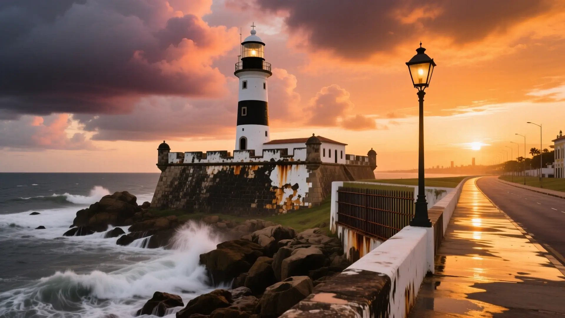 Ilustração do Farol da Barra e da orla em Salvador, BA, na página sobre médico para emagrecer em Salvador.