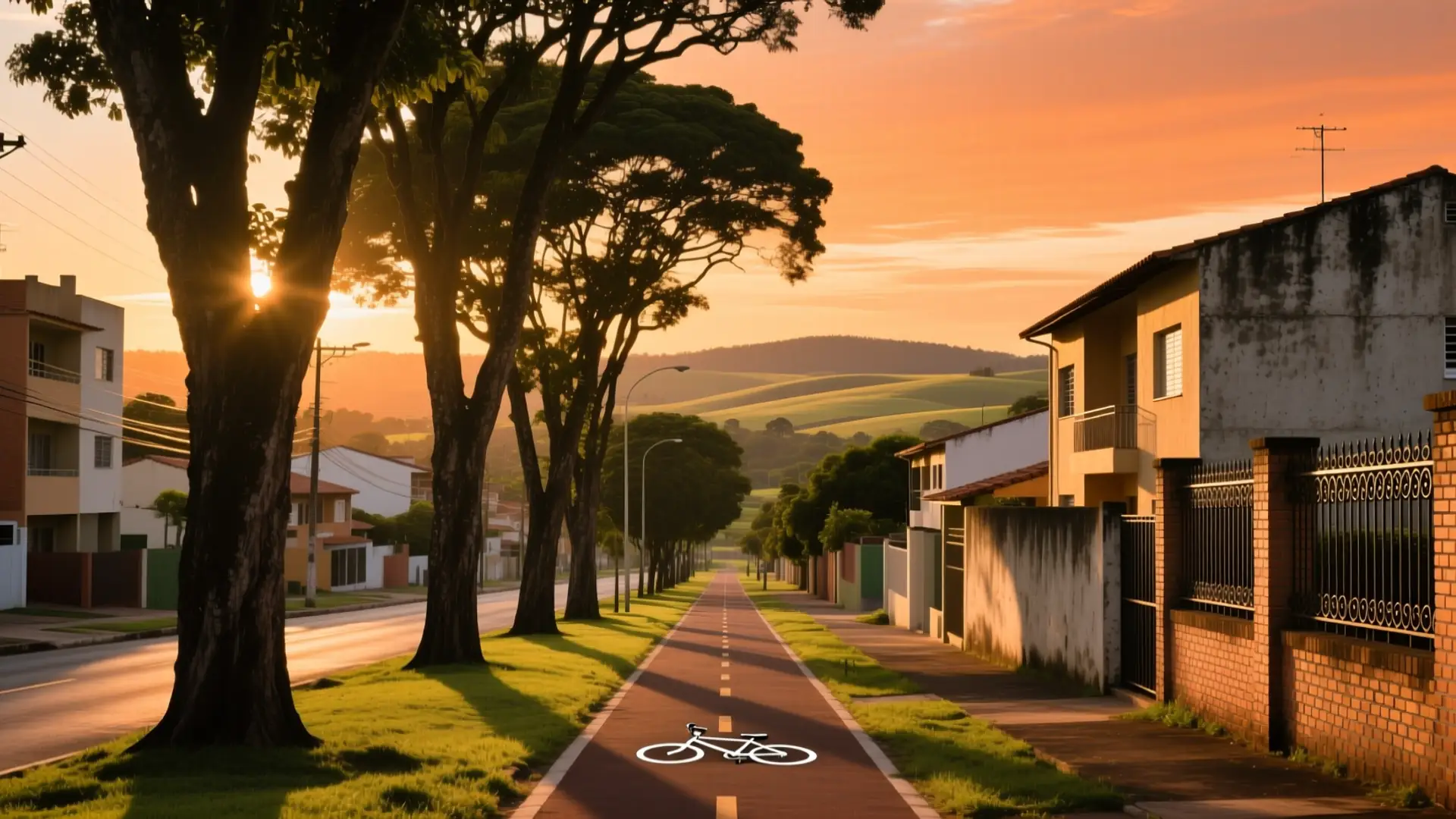 Ilustração de uma avenida arborizada com ciclovia em São Carlos, SP, na página sobre médico para emagrecer em São Carlos.