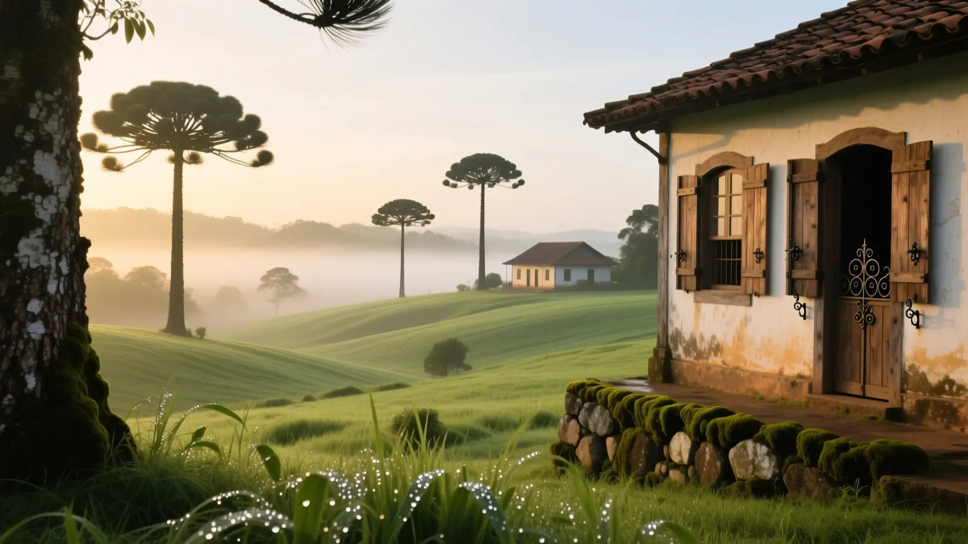 Ilustração da área rural com araucárias e campos em São José dos Pinhais, PR, na página sobre médico para emagrecer em São José dos Pinhais.