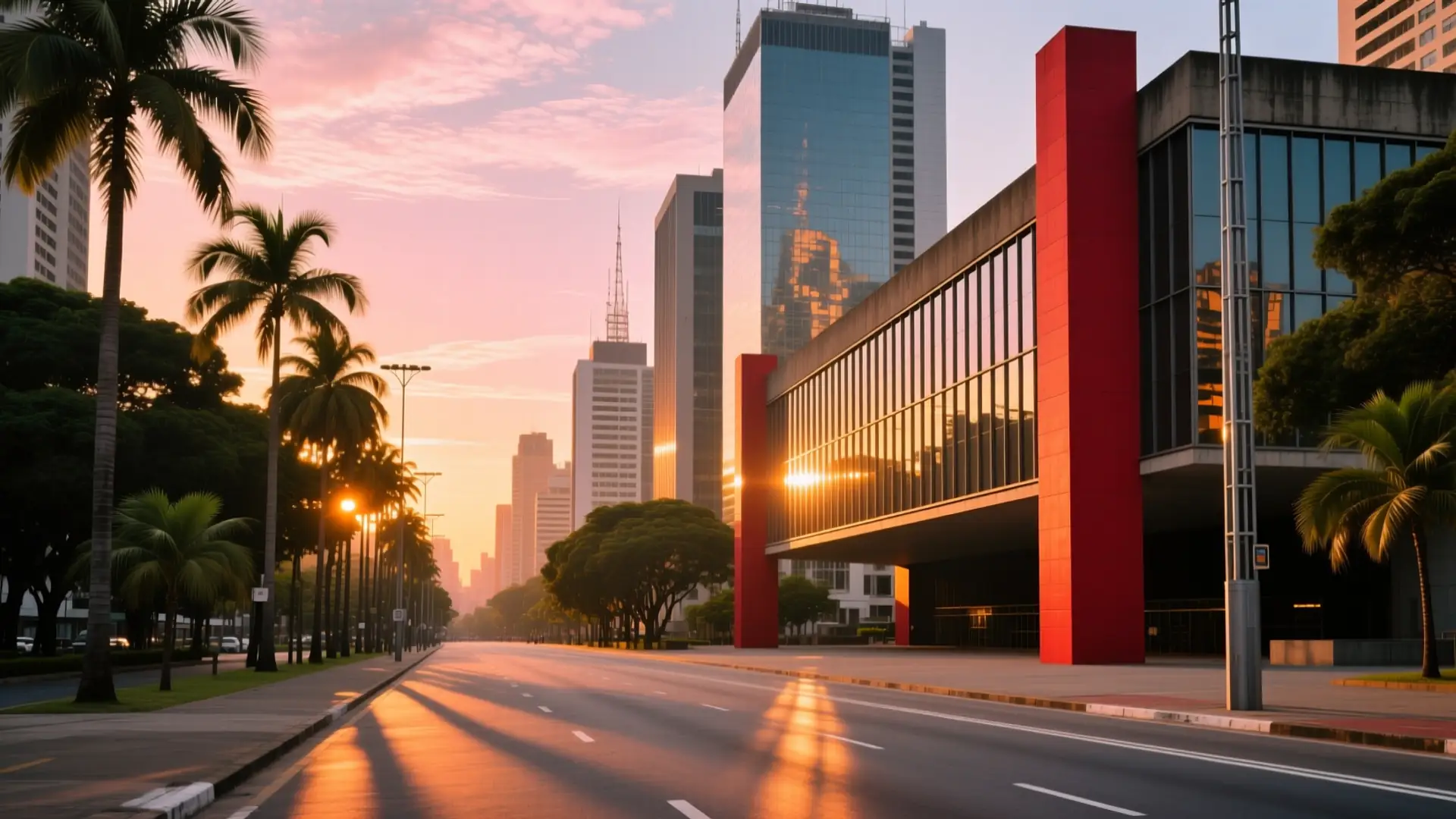 Ilustração da Avenida Paulista em São Paulo, SP, com o vão livre do MASP ao entardecer, na página sobre médico para emagrecer em São Paulo.
